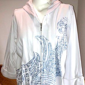 NWT Coldwater Creek White Embroidered Hoodie ~ Size 2X
